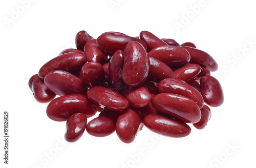 Pile of red kidney bean, canned beans isolated on white background