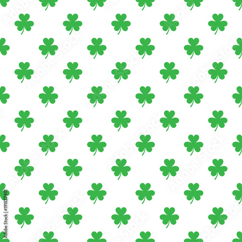 Shamrock seamless pattern vector illustration, Green Shamrock on white background for St. Patrick's Day.