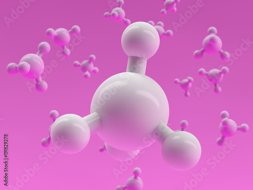 Methane Molecules Background. 3D rendering