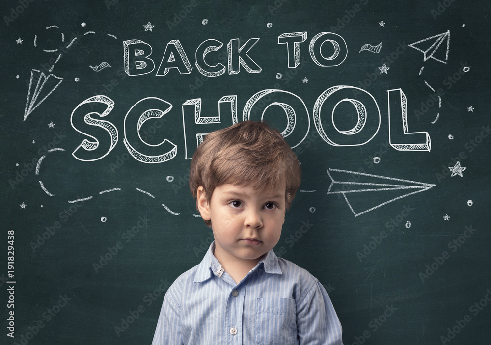 Cute boy with back to school concept Cute boy with back to school concept