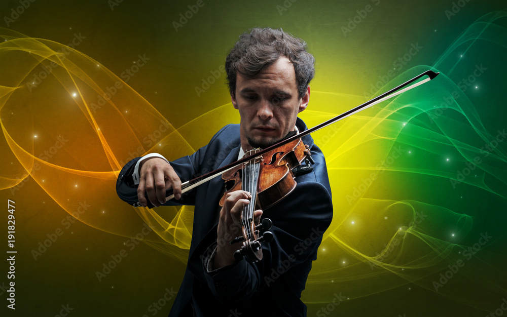 Violinist with colorful fabled concept