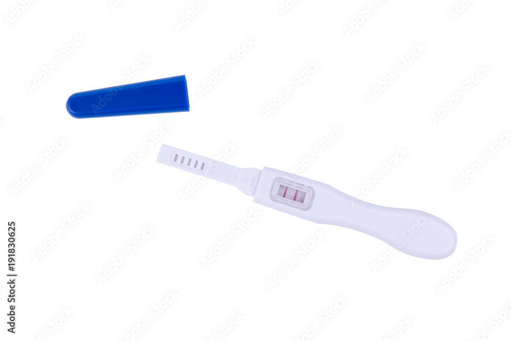 Positive pregnancy test on white background
Positive pregnancy test on white background