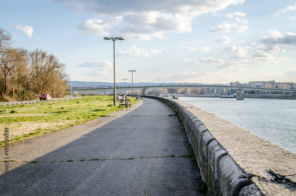 The promenade along the river Danube in Novi Sad