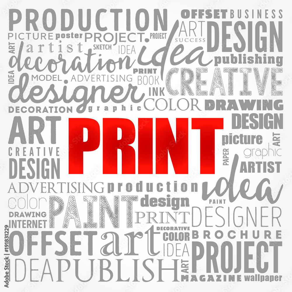 PRINT word cloud, creative business concept background PRINT word cloud, creative business concept background