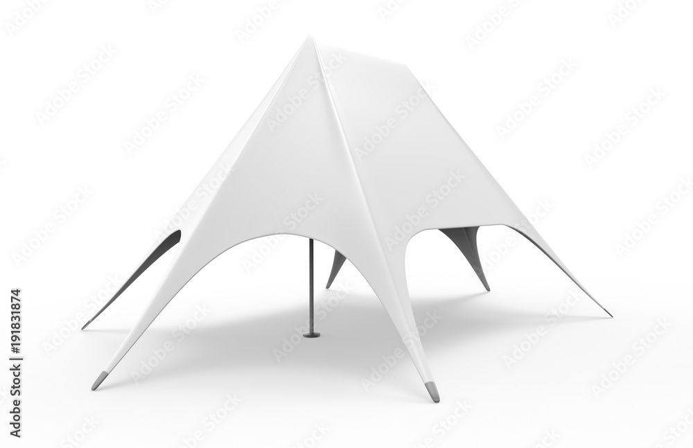 Naklejka premium Pop Up Dome Spider star Advertising White Blank Event Tent. 3d render illustration.