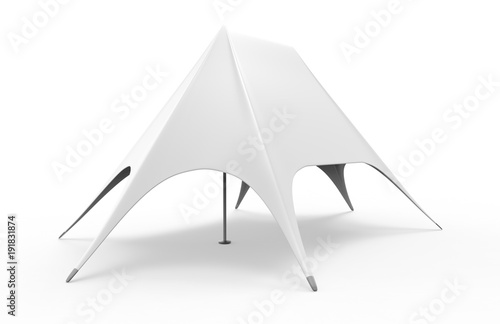Pop Up Dome Spider star Advertising White Blank Event Tent. 3d render illustration.