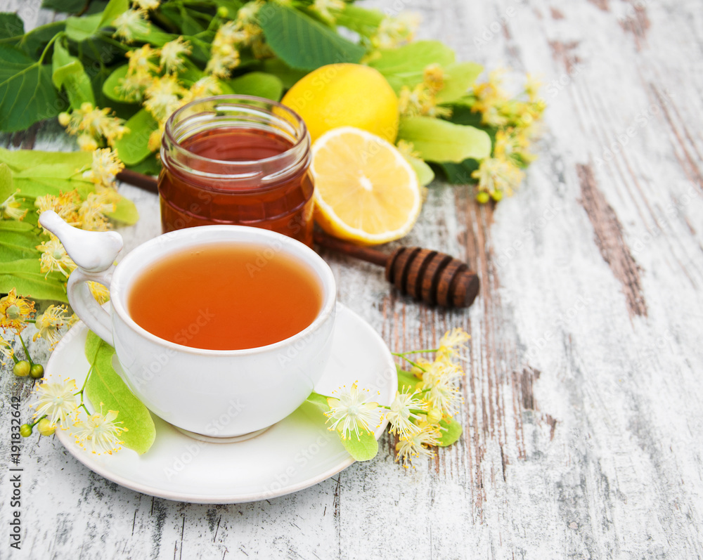 cup of herbal tea with linden flowers cup of herbal tea with linden flowers