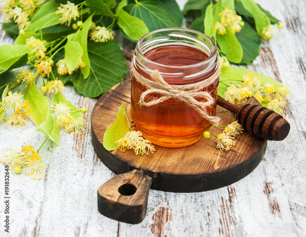 Honey and linden flowers Honey and linden flowers