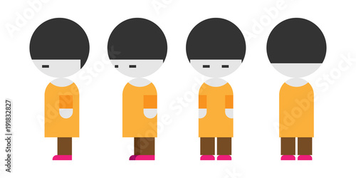 Vector cartoon asian boy on a white background