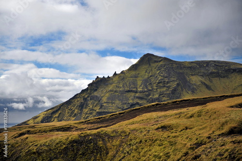 Iceland. Beautiful mountain scenery in rainy weather