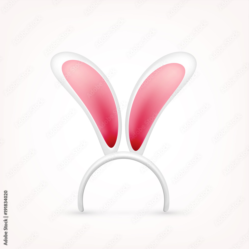 Easter Bunny Ears. Pink and White Mask with Rabbit Ear. Spring Seasonal Cute Hat. April, March Holidays. Easter Bunny Ears. Pink and White Mask with Rabbit Ear. Spring Seasonal Cute Hat. April, March Holidays.