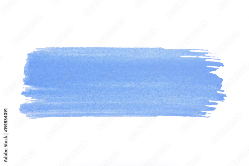 Blue marker paint texture isolated on white background. Blue paint stroke. Pattern, texture of colored watercolor paint. Gouache. Abstraction.