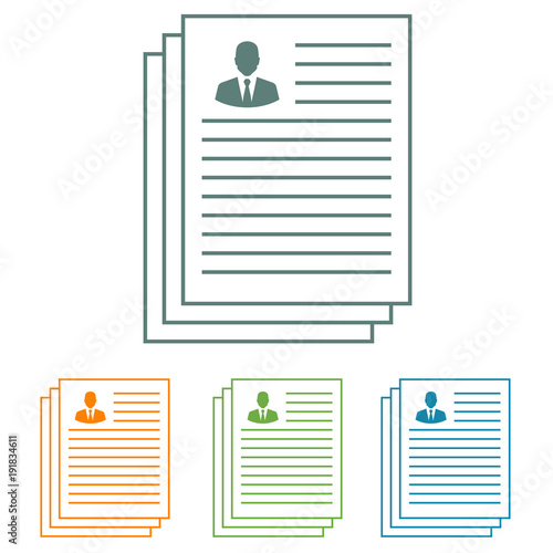 Icono plano Curriculum vitae en varios colores
