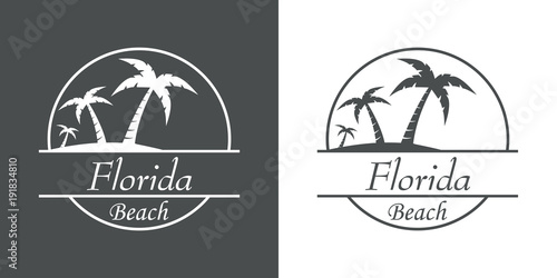 Icono plano Florida beach en gris y blanco