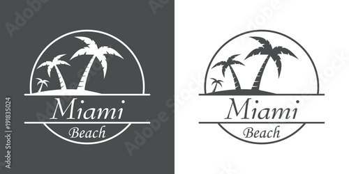 Icono plano Miami beach en gris y blanco