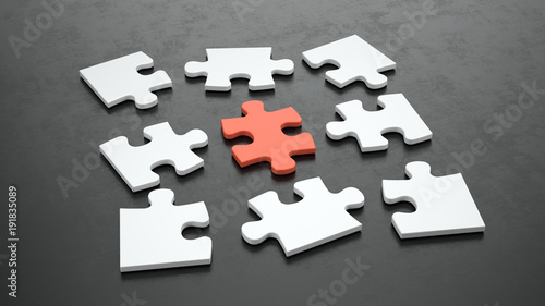 Puzzle on black background - 3d rendering