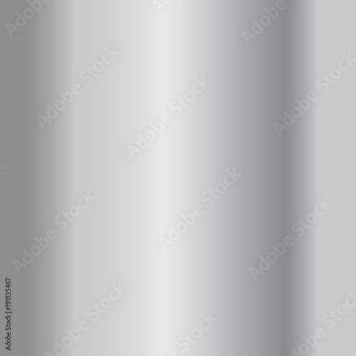 Silver gradient background. Silver design texture for ribbon, frame, banner. Abstract silver gradient template. Metal shine steel plate. Metallic light chrome pattern. Vector illustration