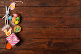 Spring background with traditional Easter symbols