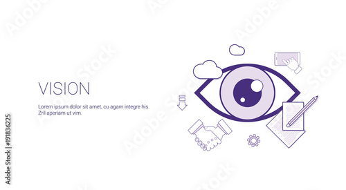 Vision Business Planning Web Banner Template With Copy Space Thin Line Vector Illustration
