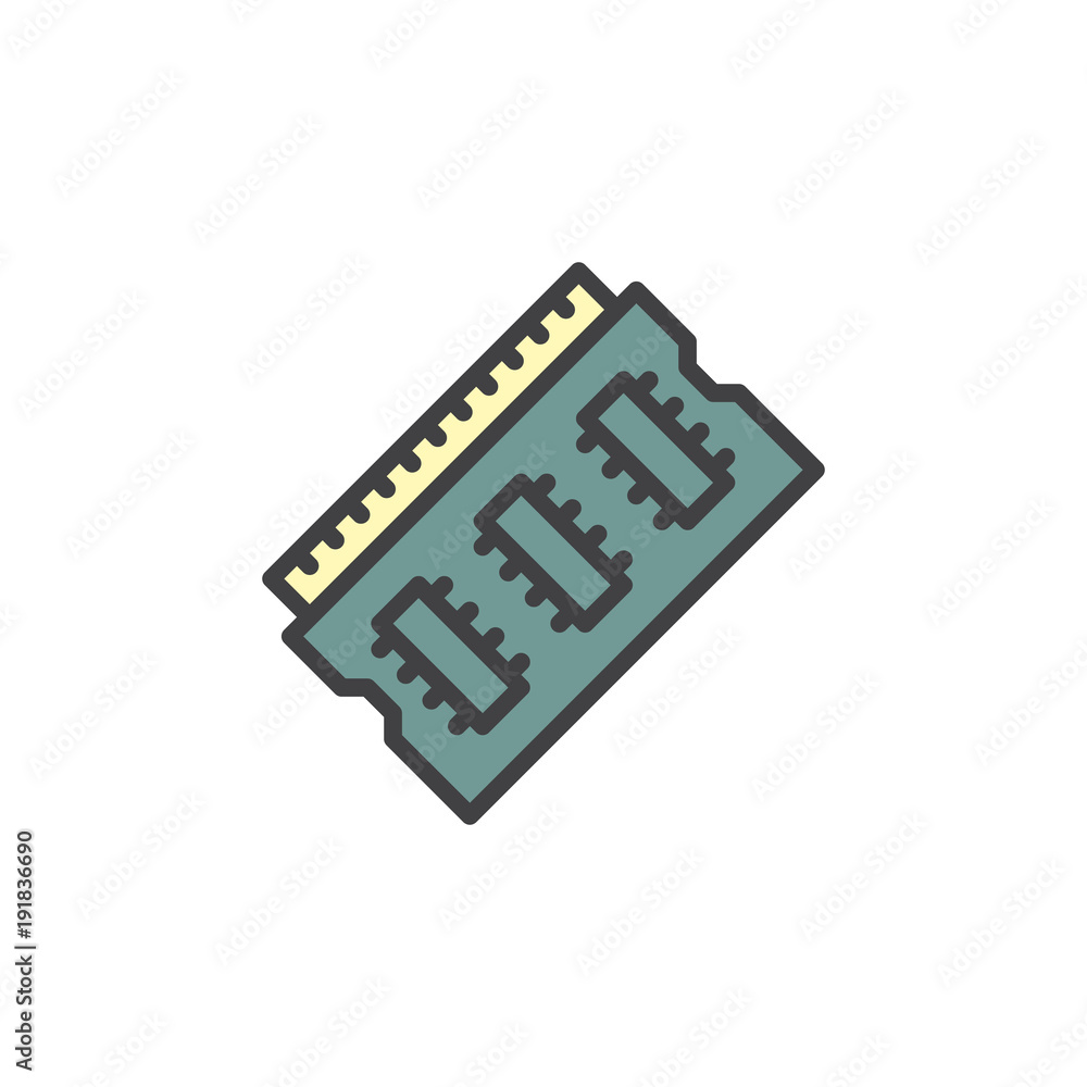 Vetor de Memory card icon vector sign and symbol isolated on white