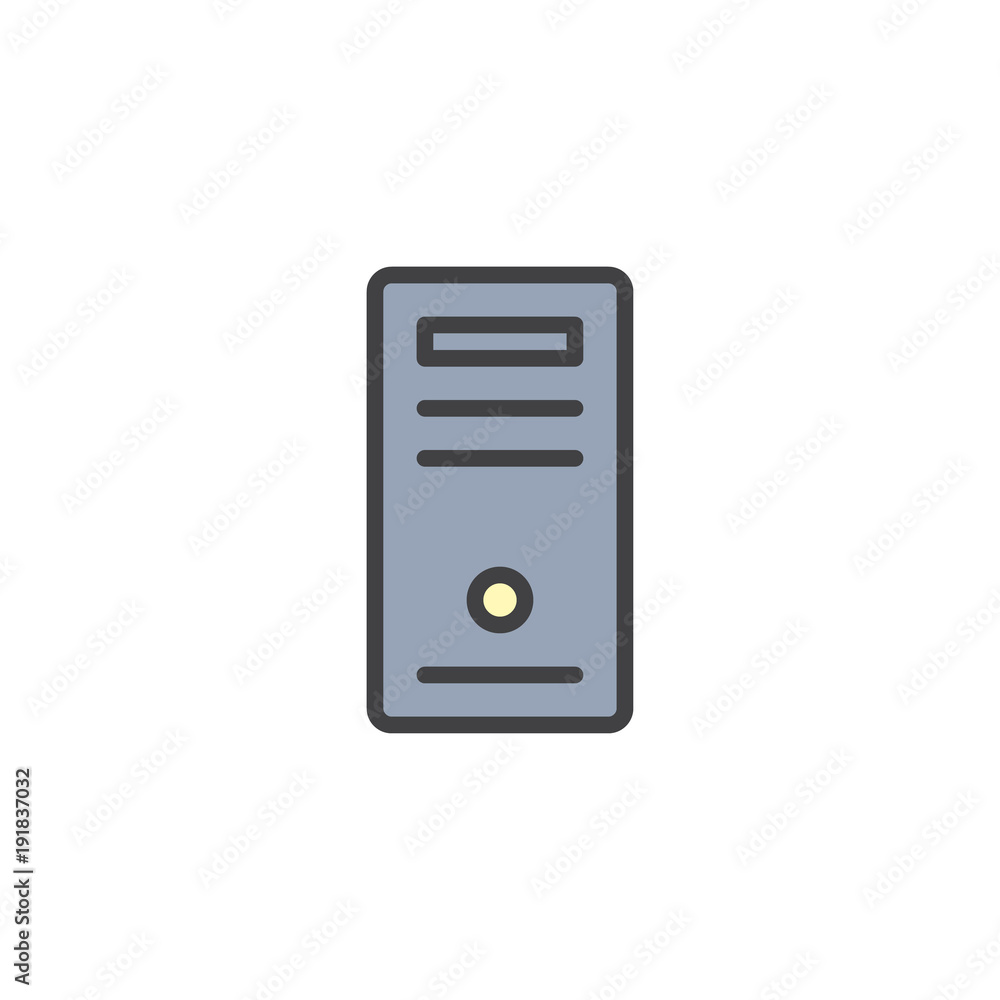 PC case filled outline icon, line vector sign, linear colorful pictogram isolated on white. Computer tower symbol, logo illustration. Pixel perfect vector graphics PC case filled outline icon, line vector sign, linear colorful pictogram isolated on white. Computer tower symbol, logo illustration. Pixel perfect vector graphics