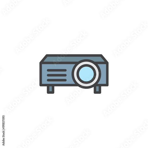 Presentation digital projector filled outline icon, line vector sign, linear colorful pictogram isolated on white. Symbol, logo illustration. Pixel perfect vector graphics