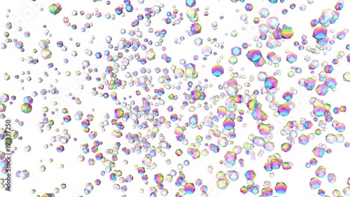 Holographic gems background. 3d illustration. Rhinestones abstract wallpaper. Rainbow multicolor pyramids. Crystals. Diamonds. Jewelry. Fashion. Simple geometric shapes backdrop.