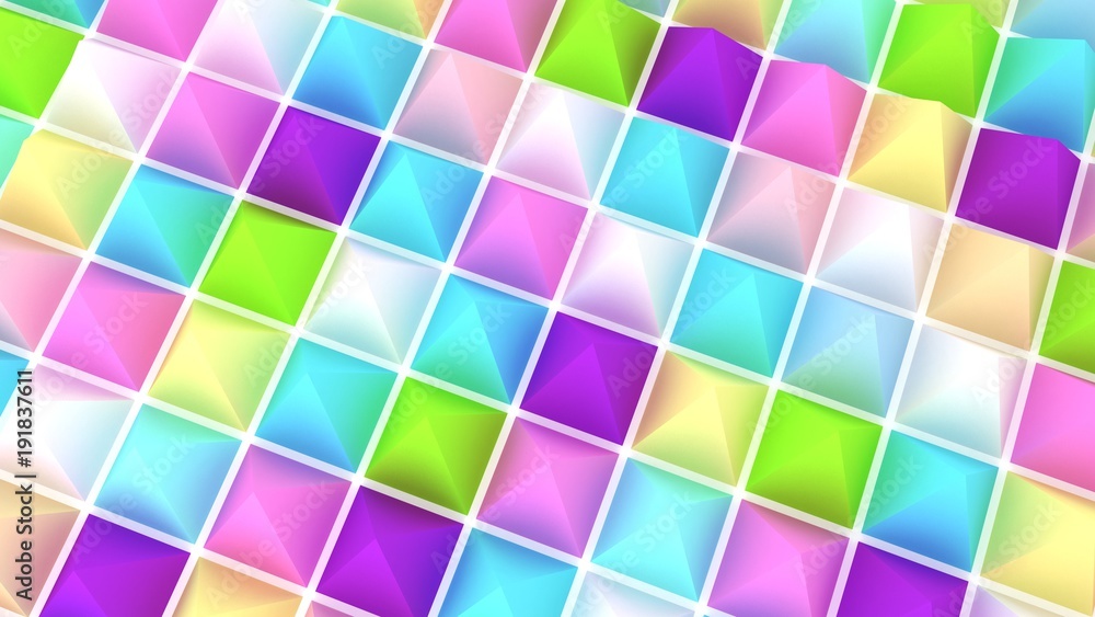 Holographic pyramids background. 3d illustration. Multicolor wallpaper.  Smooth pastel texture. Spikes abstract. Sharp objects. 3d rendering  backdrop. Stock Illustration | Adobe Stock