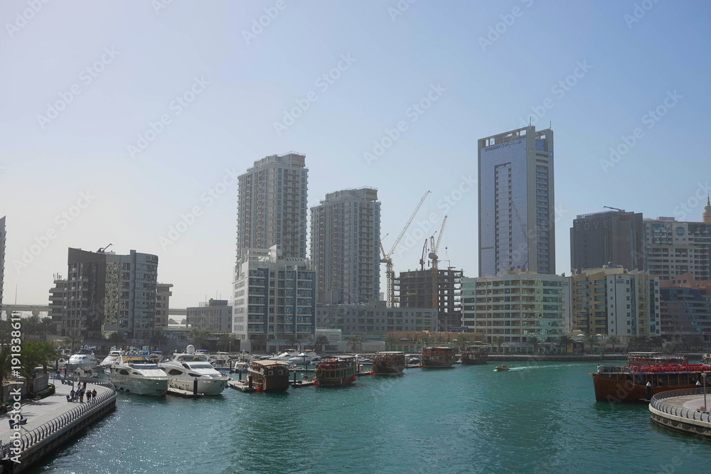 DUBAI, UAE - 2018 JANUARY 22 : Modern buildings in Dubai Marina, Dubai, UAE.