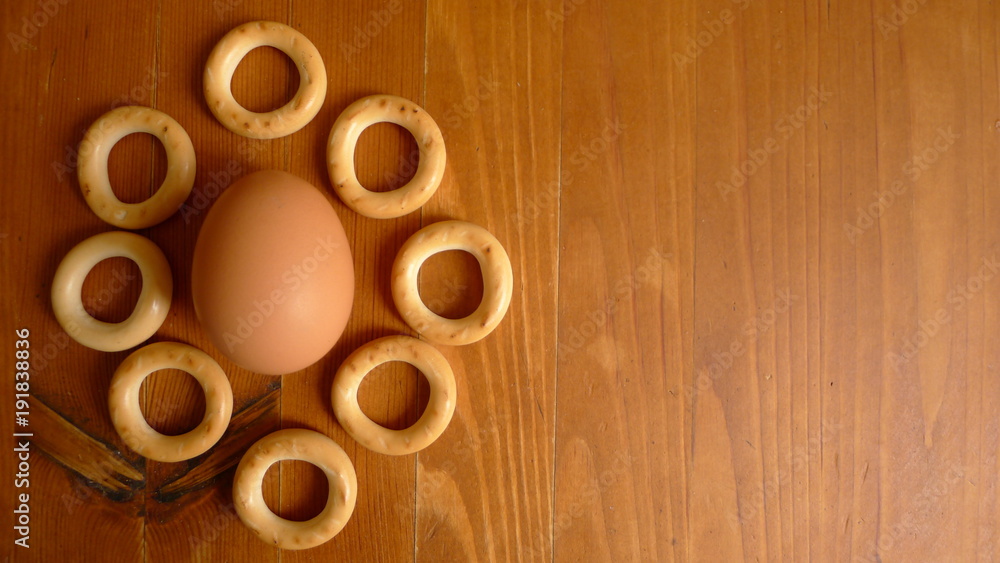 Fototapeta premium Brown eggs on a wooden table.easter