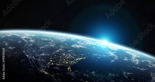 Fototapeta Naklejka Na Ścianę i Meble -  View of blue planet Earth in space 3D rendering elements of this image furnished by NASA