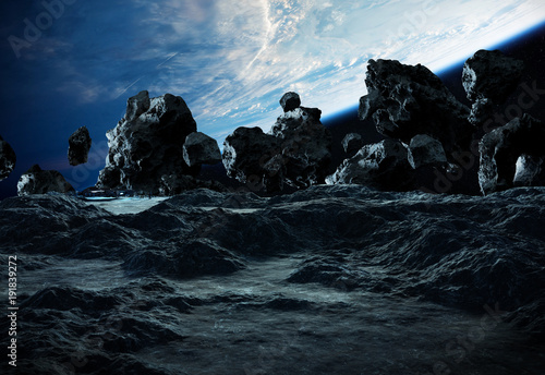 Fototapeta Naklejka Na Ścianę i Meble -  Astronauts exploring an asteroid 3D rendering elements of this image furnished by NASA