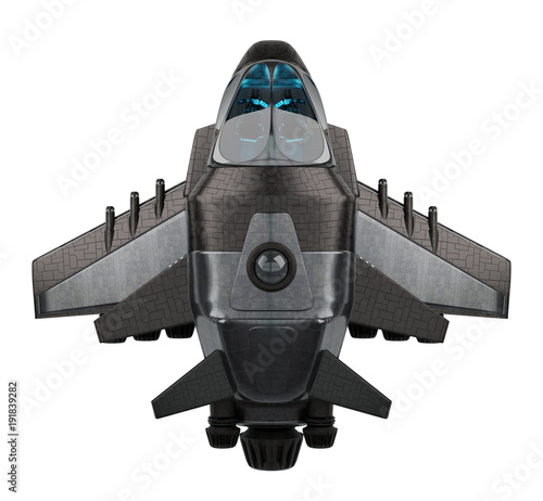 Fototapeta Naklejka Na Ścianę i Meble -  Futuristic spacecraft isolated on white background 3D rendering