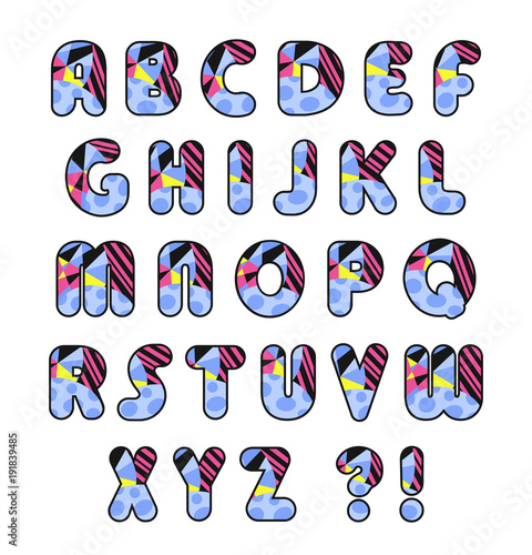 Vector colorful alphabet. Decorative vector font. Vector typeface isolated