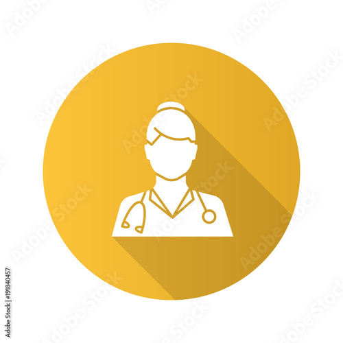 Doctor flat design long shadow glyph icon