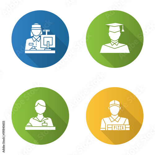Professions flat design long shadow glyph icon