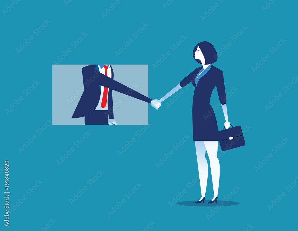 Business couple shaking hands. Concept business vector illustration. Flat character style. Business couple shaking hands. Concept business vector illustration. Flat character style.
