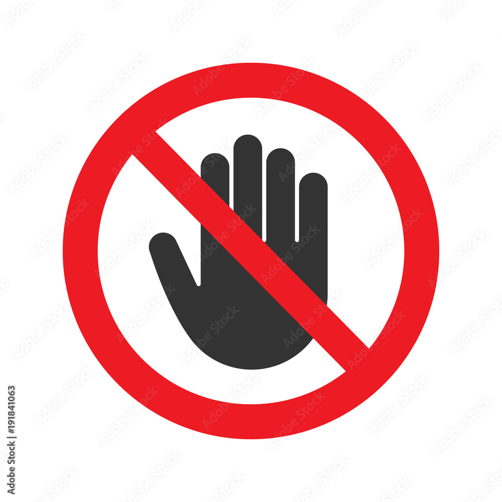 Forbidden sign with stop hand glyph icon Forbidden sign with stop hand glyph icon