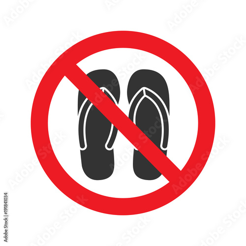 Forbidden sign with slippers glyph icon