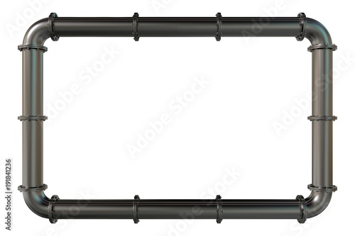 Metal pipeline frame isolated on white. 3D rendering
