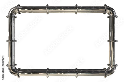 Metal pipeline frame isolated on white. 3D rendering