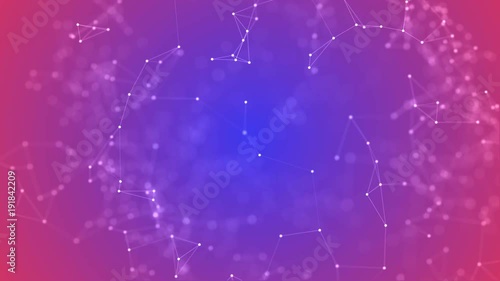 Abstract beautiful geometric background with moving lines, dots and triangles. Plexus fantasy abstract technology. 4k