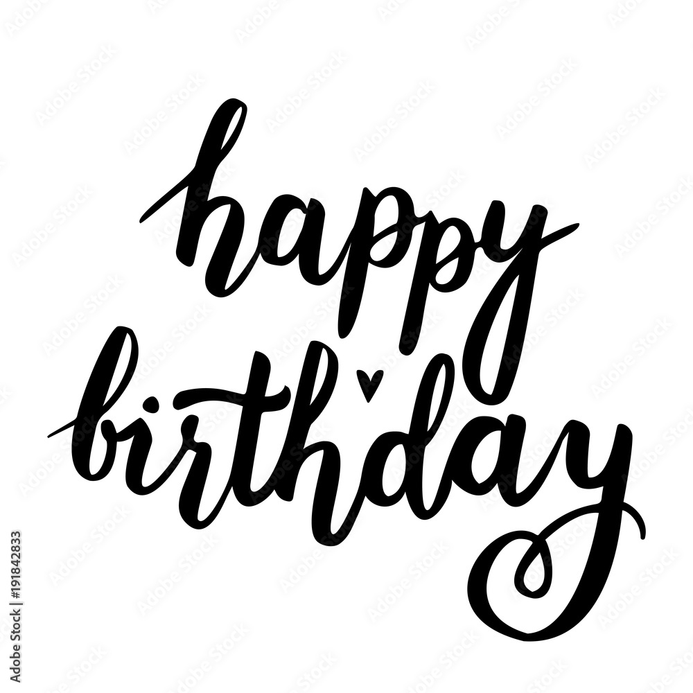 Happy Birthday vector card . Handwritten illustration with heart. Happy Birthday vector card . Handwritten illustration with heart.