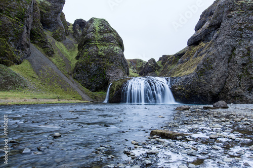 Waterfall at Kirkjubaejarklaustur, Suourland or South Iceland, Iceland, Europe photo