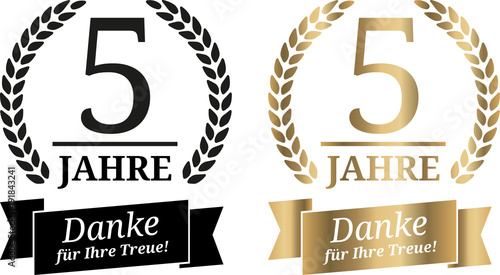 Signet 5 Jahre Gold und Schwarzweiß