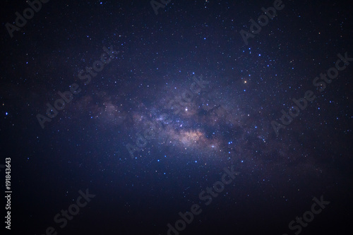 The milky way galaxy with stars and space dust in the universe, Long exposure photograph, with grain