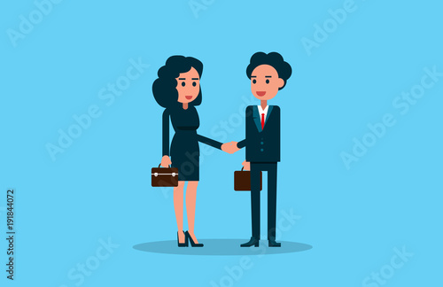 Two Business people shaking hands. Vector illustration business concept.