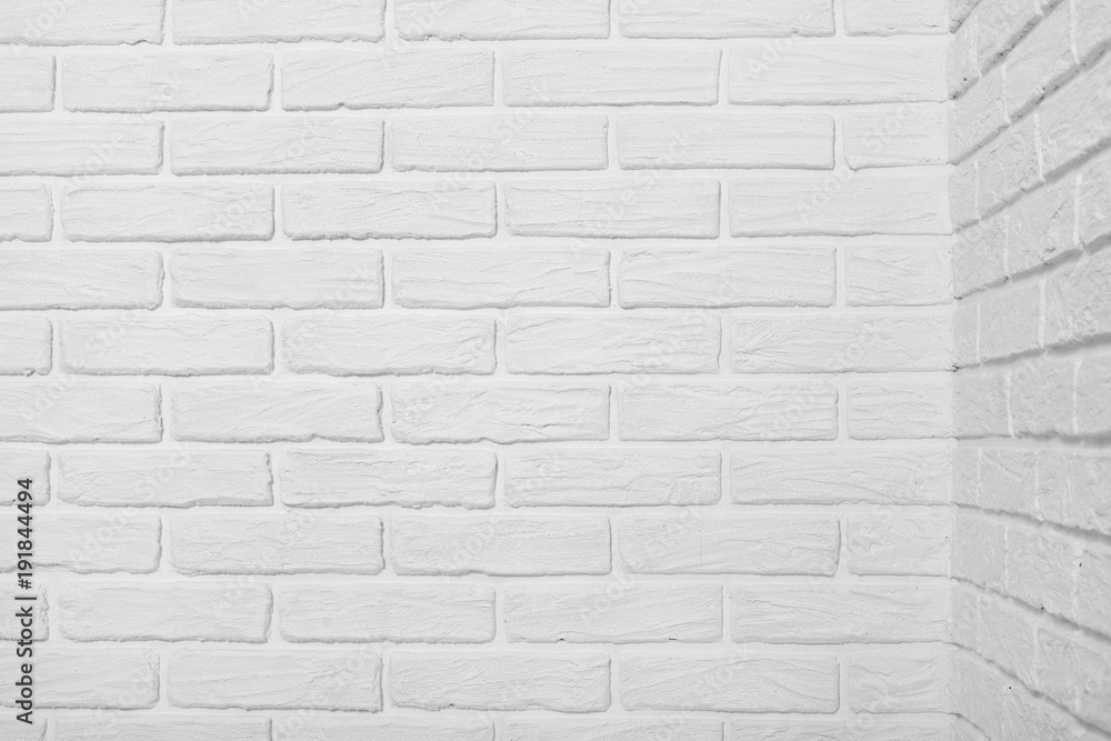 Naklejka premium white brick wall corner, abstract background photo