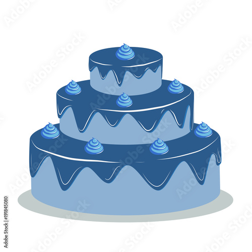 blue cake with cream