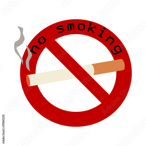 no smoking icon with an inscription on a white background in a flat style
